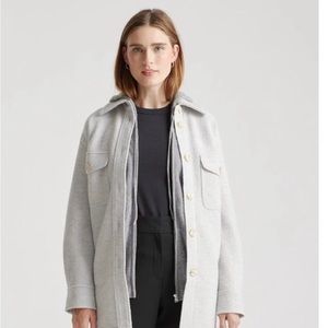 Quince Womens 100% Merino Wool Shirt Jacket Button Front Heather Grey M NEW